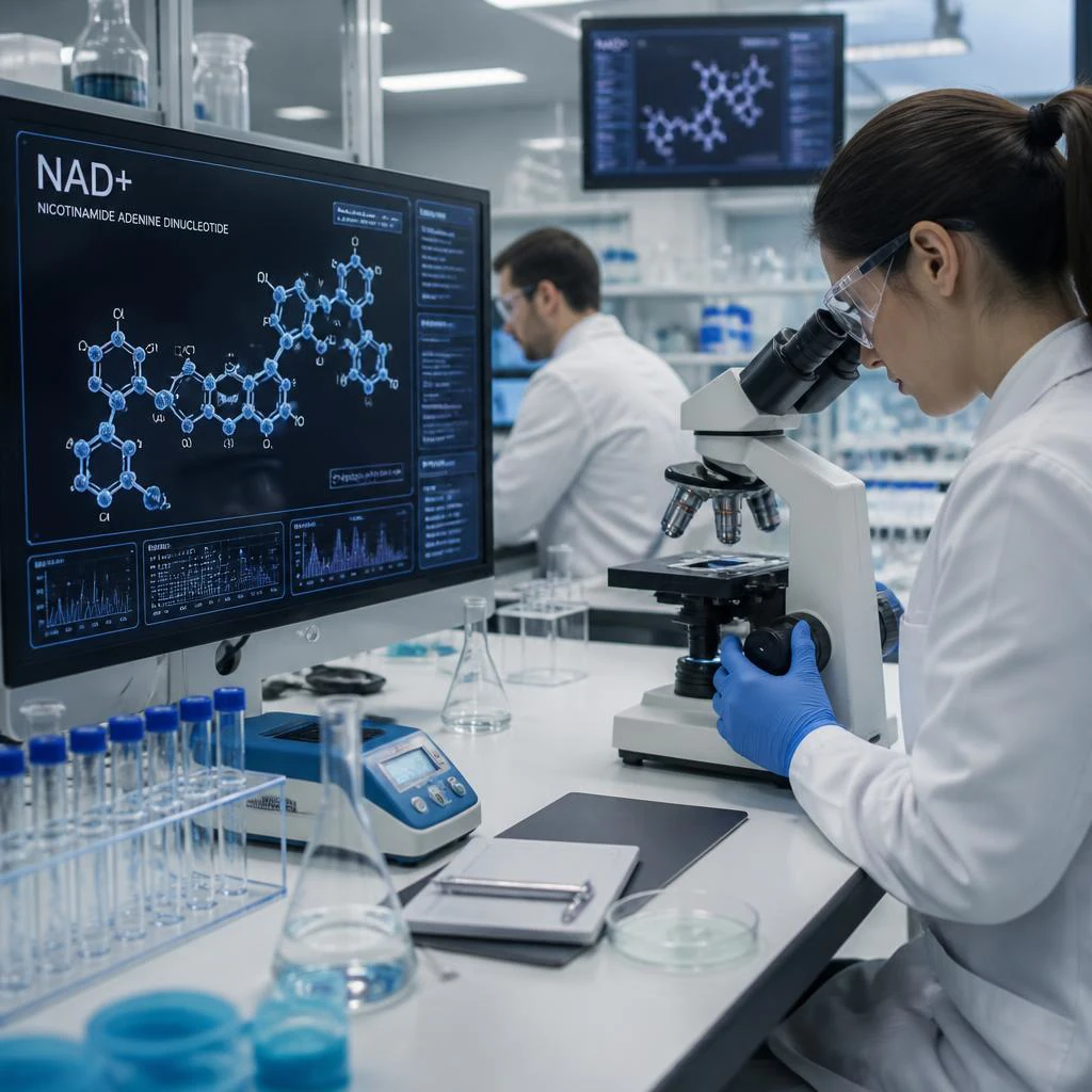 Scientist Analyzing Nad Molecular Structure