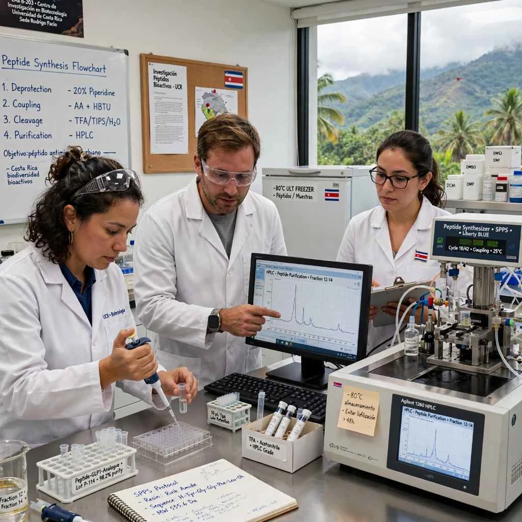 Biotechnologist Examining Peptide Vials In Lab