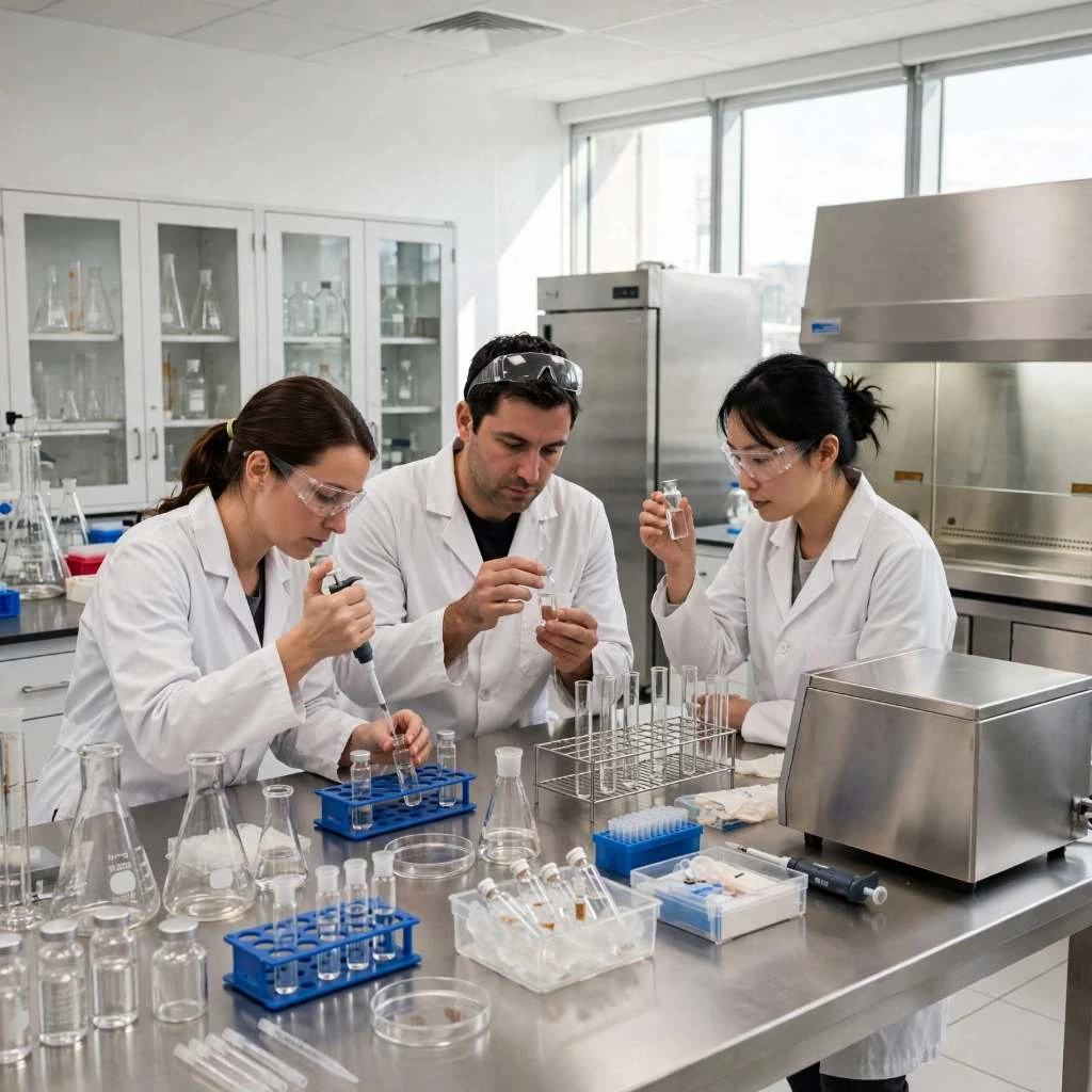 Costa Rica Scientists Analyzing Biomedical Peptide Samples